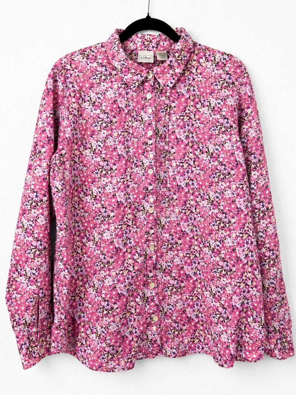 L.L.Bean Floral Button Down Shirt XL Pink Cottagecore Cotton Liberty Style Top